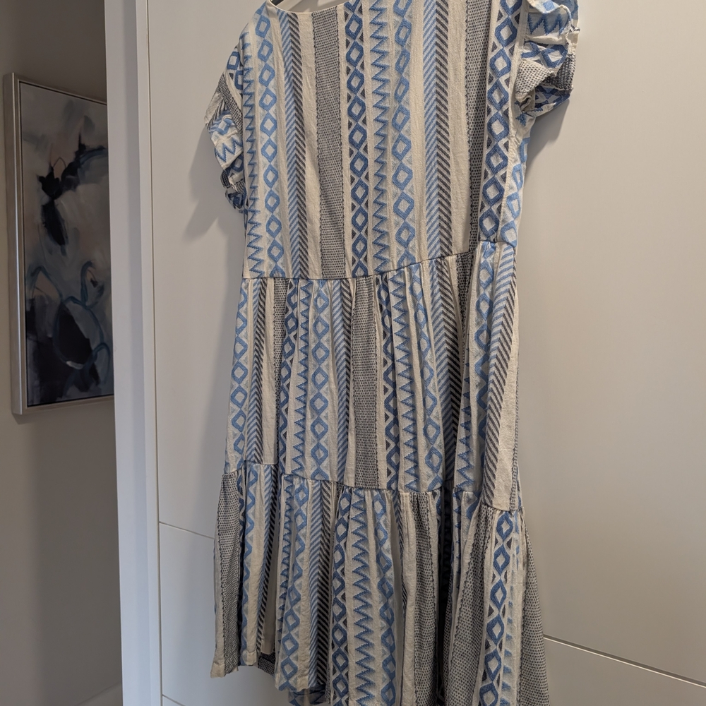 LOFT Blue and White Patterned Mini Dress